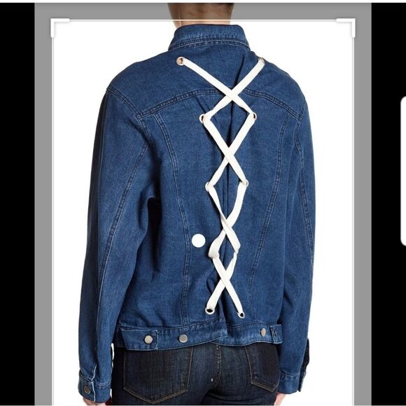 Lush back lace up denim jacket - Picture 5 of 16